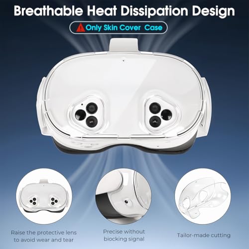 ZORBES® Skin Cover for Meta Quest 3s VR Headset Fashion Transparent TPU Protector Cover Snug-fit Anti-Scratch VR Headset Cover, for Meta Quest 3S VR Accessories, Only Cover ZORBES® Skin Cover for Meta Quest 3s VR Headset Fashion Transparent TPU Protector Cover Snug-fit Anti-Scratch VR Headset Cover, for Meta Quest 3S VR Accessories, Only Cover